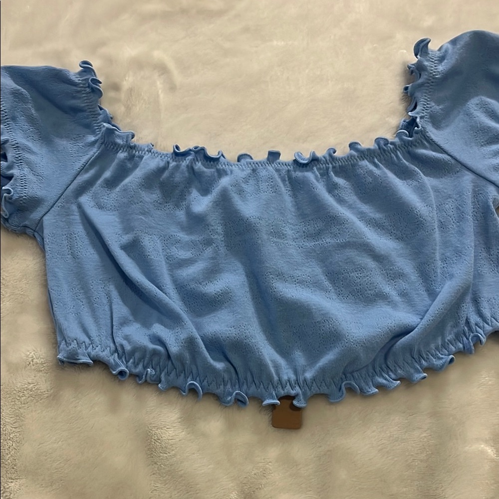 Blue Ruffled Women's Top